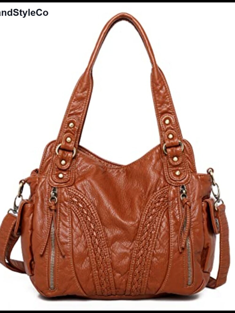 Soft Washed Leather Hobo Bag Crossbody Strap Large Handbag